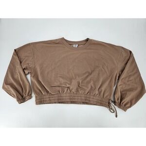 Z By Zella Maggie Tied Hem Puff Sleeve Pullover, Tan,  Size Large  NWT